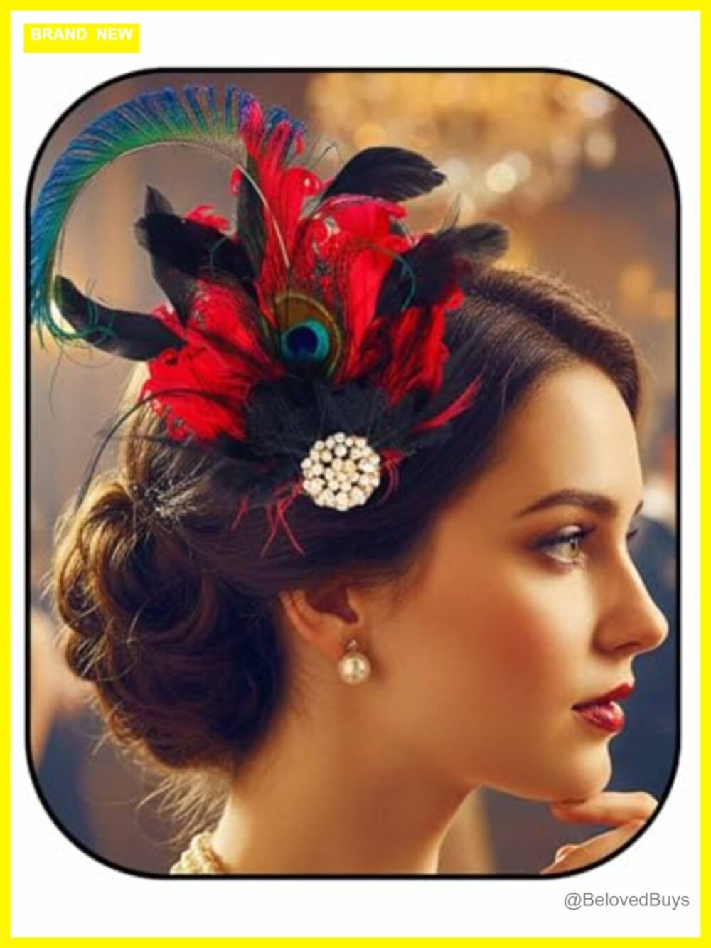 1920s Peacock Feather Hair Clip Flapper Gatsby Fascinator Headpiece